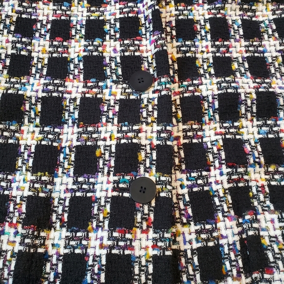 Vintage 80s Jaeger Wool Blend Multicolor Speckled Checker Blazer Jacket Size 12 - Picture 3 of 11